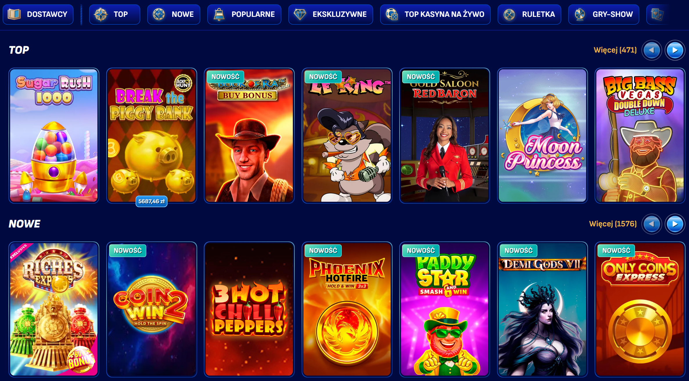 Lobby gier i automaty w Wonaco